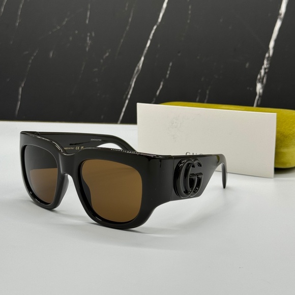 NEW GG1545S 002 GUCCI BROWN OVERSIZED WOMEN GUCCI SUNGLASSES - Picture 1 of 14